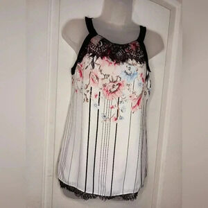 TAKE 50% OFF WHITE HOUSE BLACK MARKET boho chic lace flowy floral top (#888)